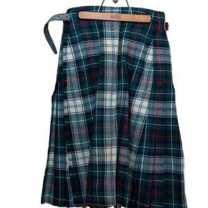 Men's Belted Green Plaid Knee-Length Kilt Size S